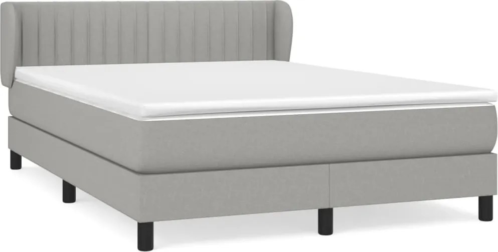 vidaXL Pat box spring cu saltea, gri deschis, 140x190 cm, textil