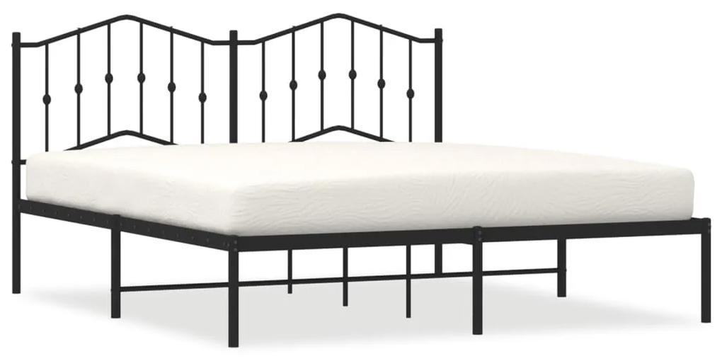 373793 vidaXL Cadru de pat metalic cu tăblie, negru, 180x200 cm