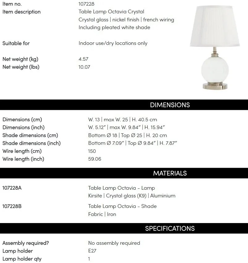 Veioza, lampa de masa LUX crystal glass, Octavia 107228 HZ