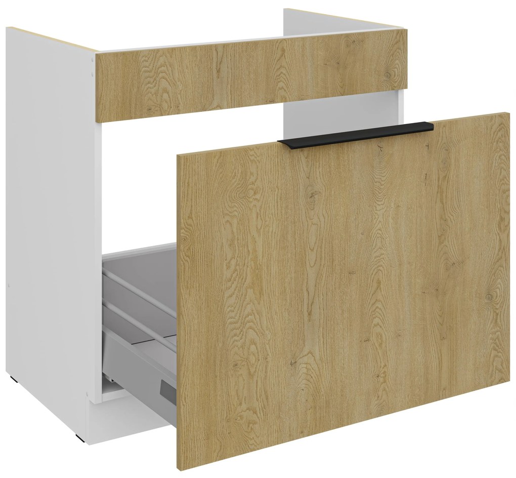 Dulap inferior de bucătărie pod drez Carminia 80 ZL 1S BB PREMIUM BOX (stejar cremona + alb). 1128040