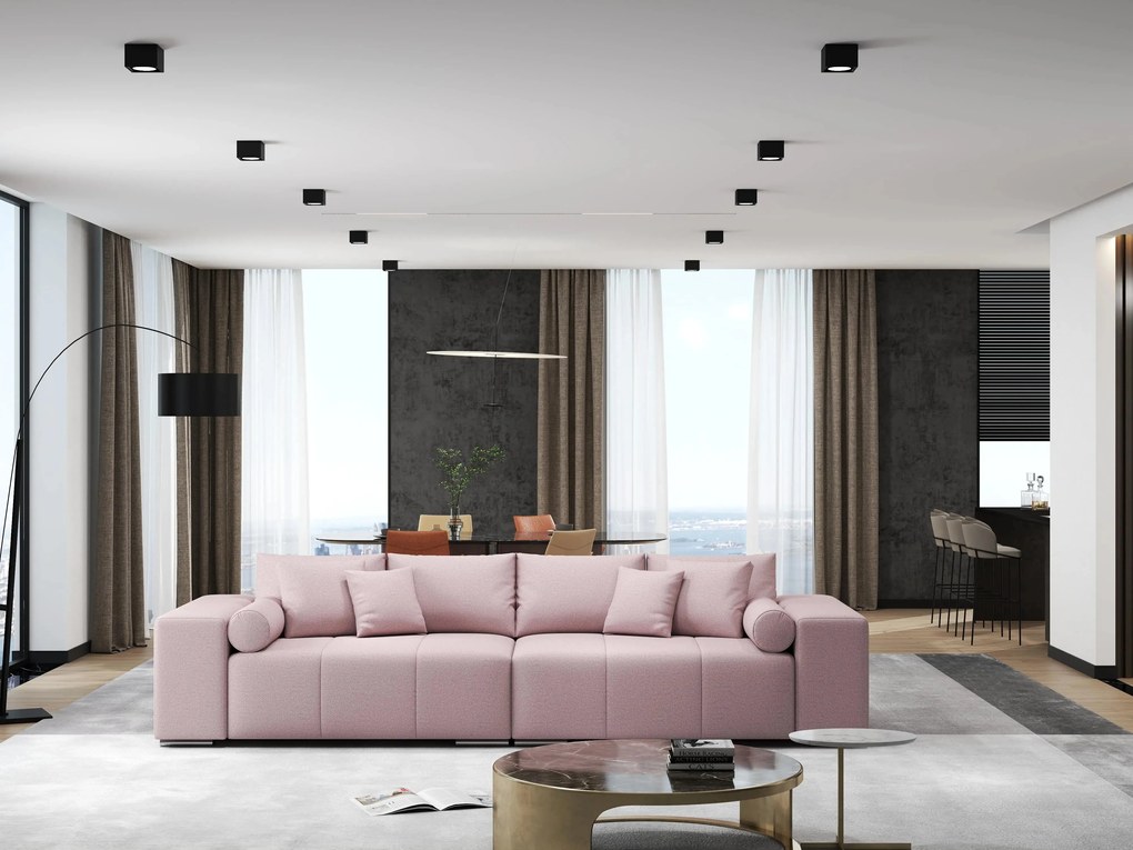 Canapea extensibilă dumonde cu ladă de depozitare si sezut confortabil din spuma high-density, Marbela Enjoy Flamingo XXL 295x100 cm