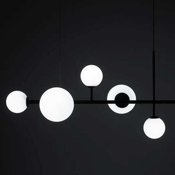 Lustra moderna neagra liniara cu 6 globuri din sticla Dione
