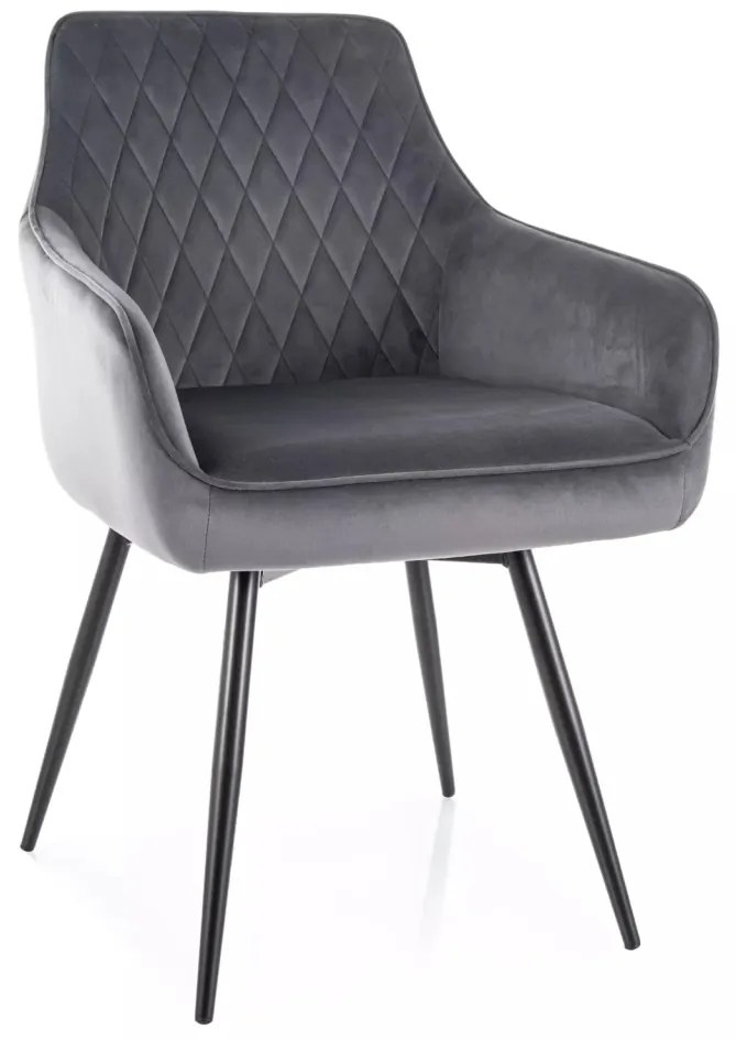 Scaun rotativ Marlo velvet gri/negru Blu14