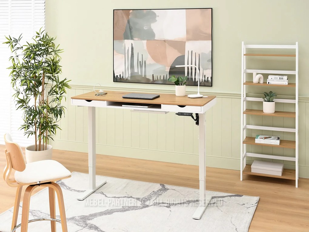 Masă PC Osto 140 (stejar alb + negru). Promo -9%. 1109838