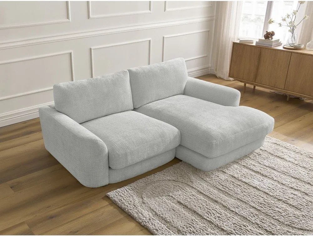 Colțar gri deschis cu tapițerie din chenille (cu colț pe partea dreaptă/cu șezlong) Leonore – Bobochic Paris