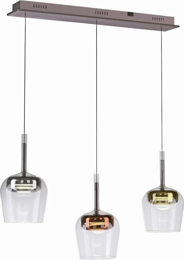 Lustra LED Smart cu Telecomanda, CCT, 3 pendule, Sticla, Multicolor, Q-KON