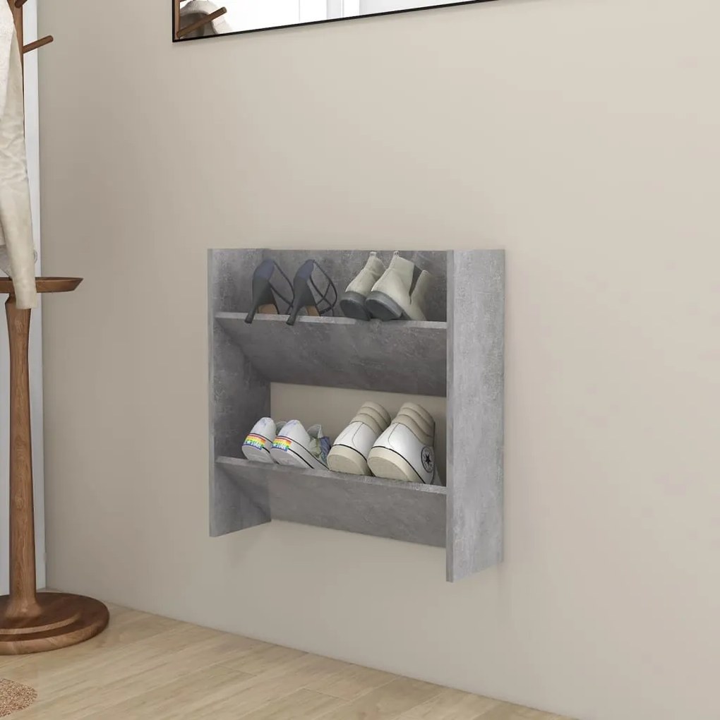 vidaXL Pantofar de perete, gri beton, 60x18x60 cm, PAL