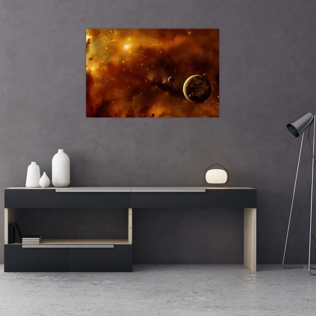 Tablou - Planete cu nebuloasă (90x60 cm)
