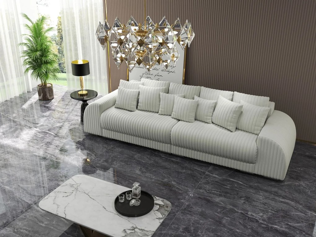 Canapea extensibilă dumonde cu 2 lăzi de depozitare si sezut confortabil din spuma high-density, Verona Ambiance Ivory 310x100 cm