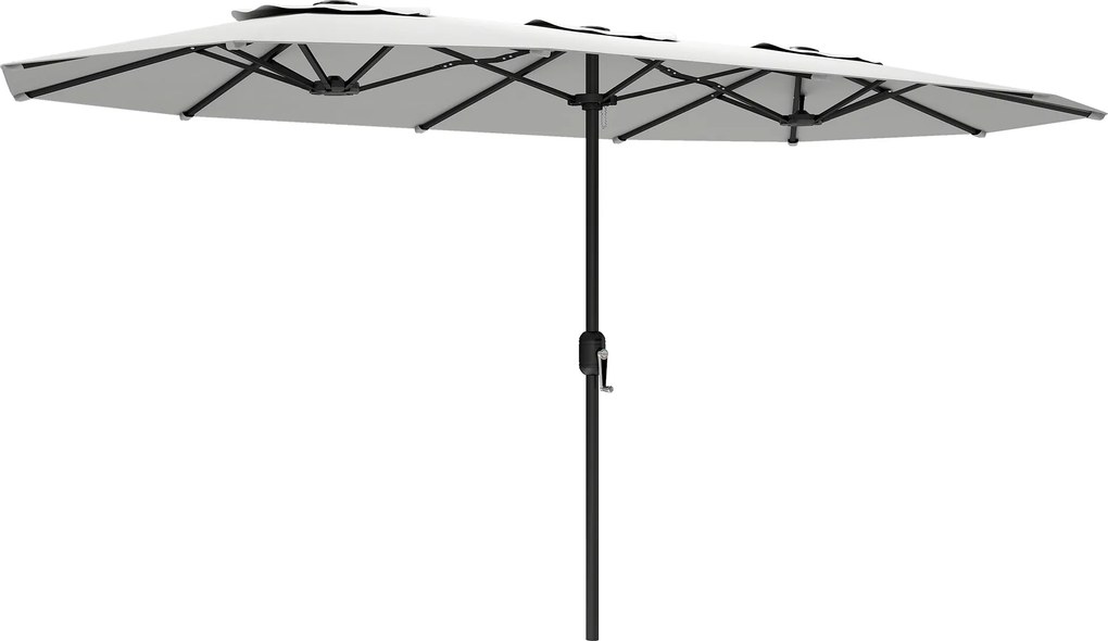 Outsunny Umbrelă Dublă de Grădină 4.6x2.7 m, Umbrelă de Exterior cu Manivelă, Husă Protectoare, 12 Spițe, Anti UV 50+, pentru Terasă Balcon Piscină Grădină, Alb | Aosom Romania