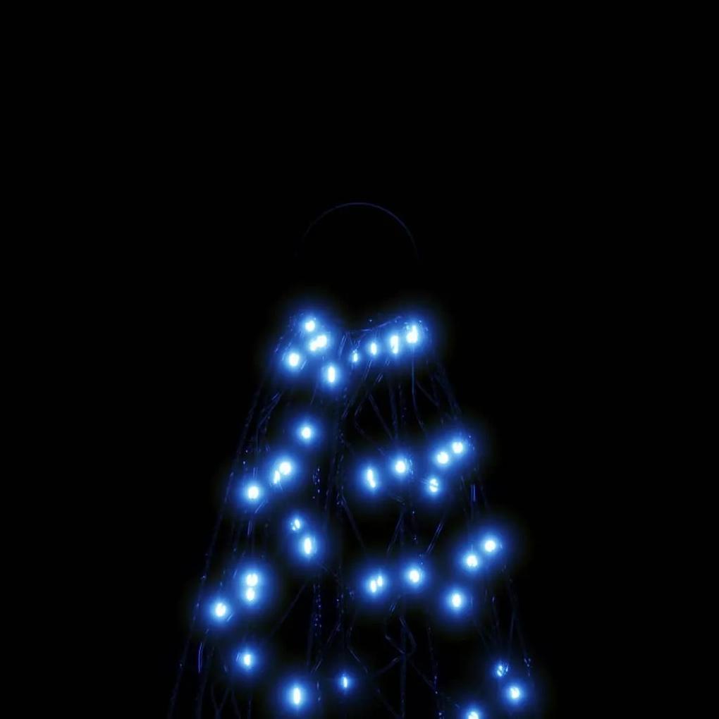 Brad de Craciun pe catarg, 200 LED-uri, albastru, 180 cm Albastru, 180 x 70 cm, Becuri LED in forma zigzag, 1