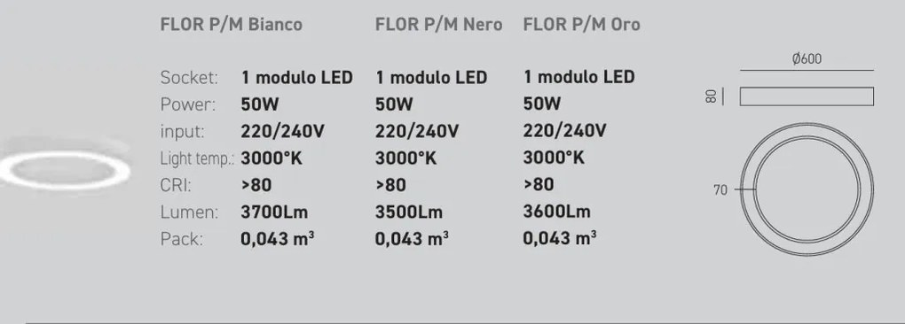 Plafoniera LED design circular FLOR 60cm alb, negru sau auriu