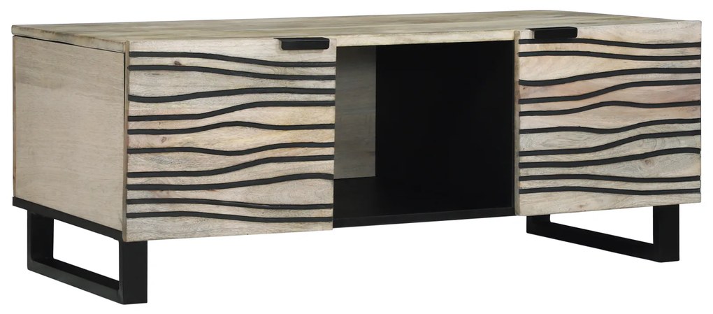 vidaXL Masă de cafea cu raft cu depozitare cu ușă Alb, Negru 100 x 50 x 40 cm