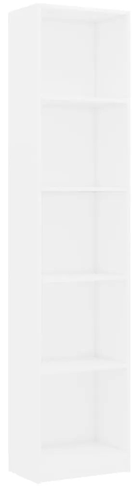 800846 vidaXL Bibliotecă cu 5 rafturi, alb, 40 x 24 x 175 cm, PAL