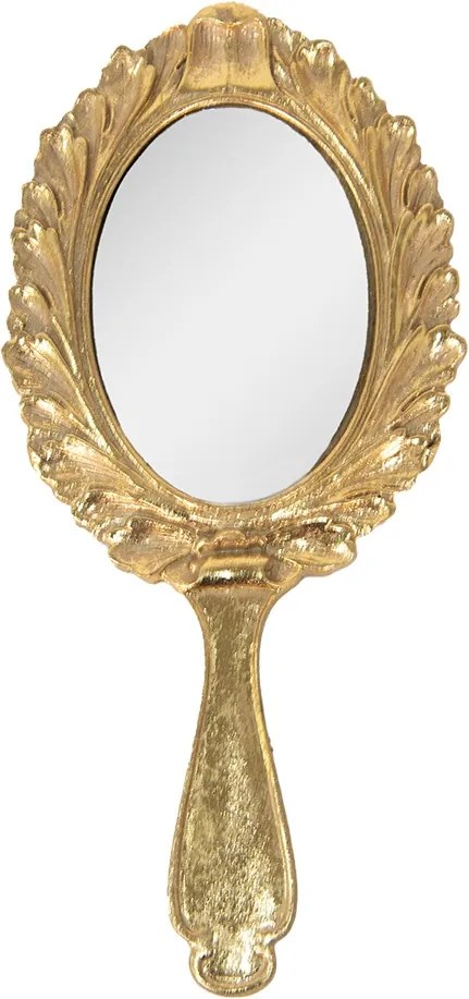 Oglinda de mana, aurie, aspect vintage, 13x27 cm