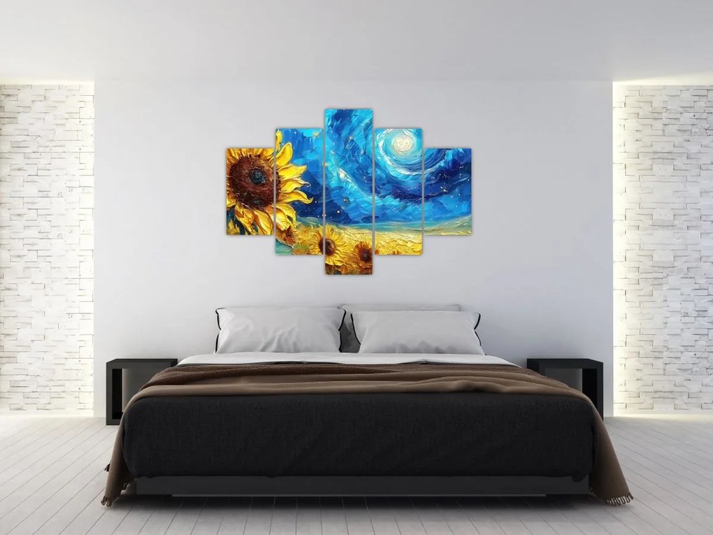 Tablou - Pictura floarea-soarelui (150x105 cm)