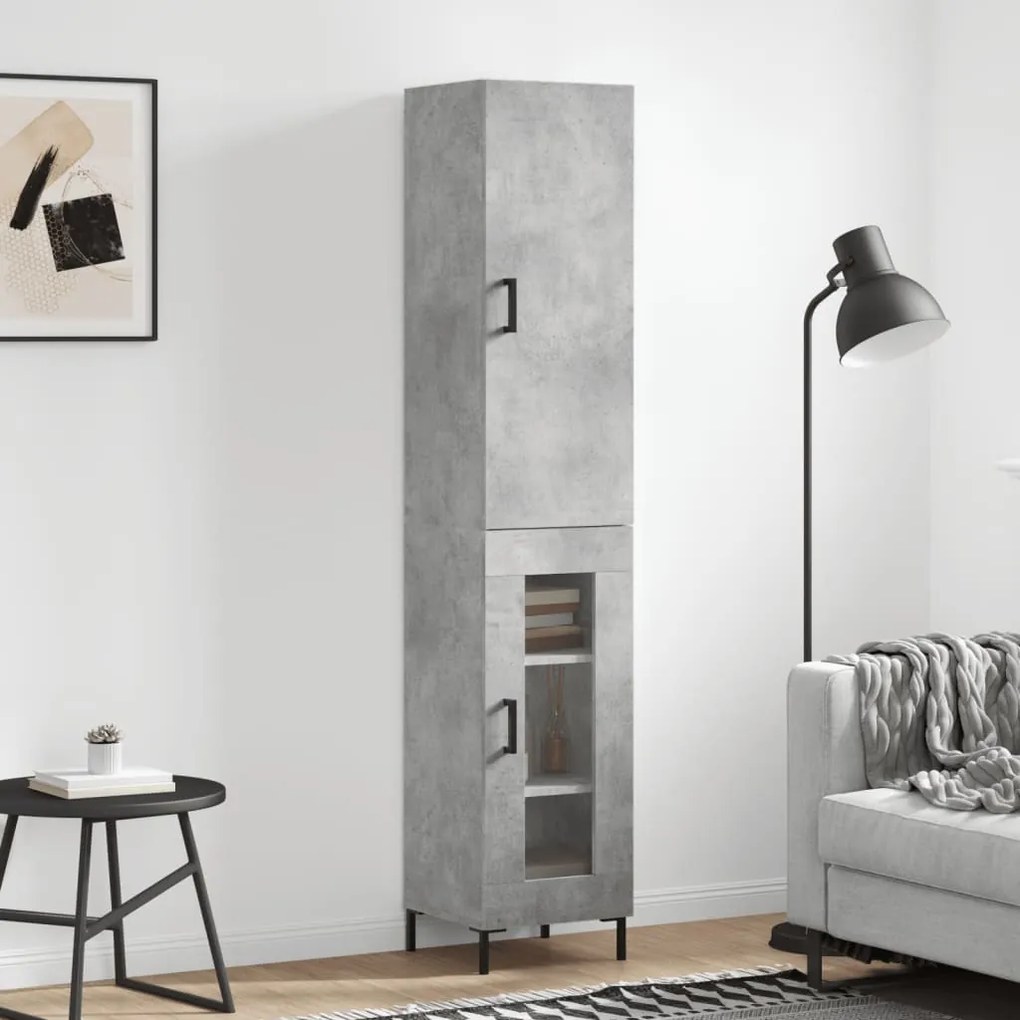 vidaXL Dulap înalt, gri beton, 34,5x34x180 cm, lemn prelucrat