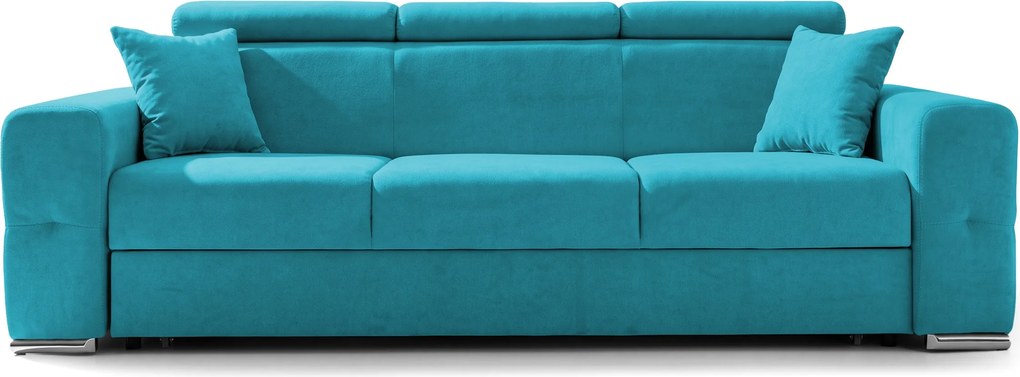 Canapea Extensibilă 3 locuri BELLAGIO, cu tetiere reglabile, 242x95x99 cm, Turcoaz-Enjoy
