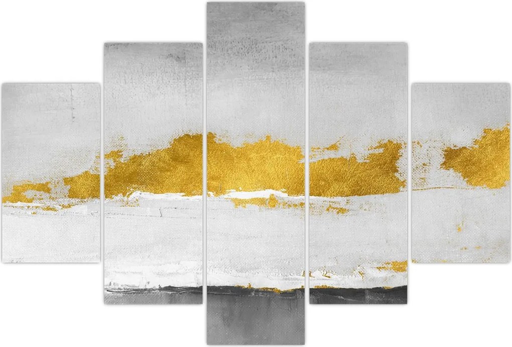 Tablou - Mișcări aurii și gri (150x105 cm)