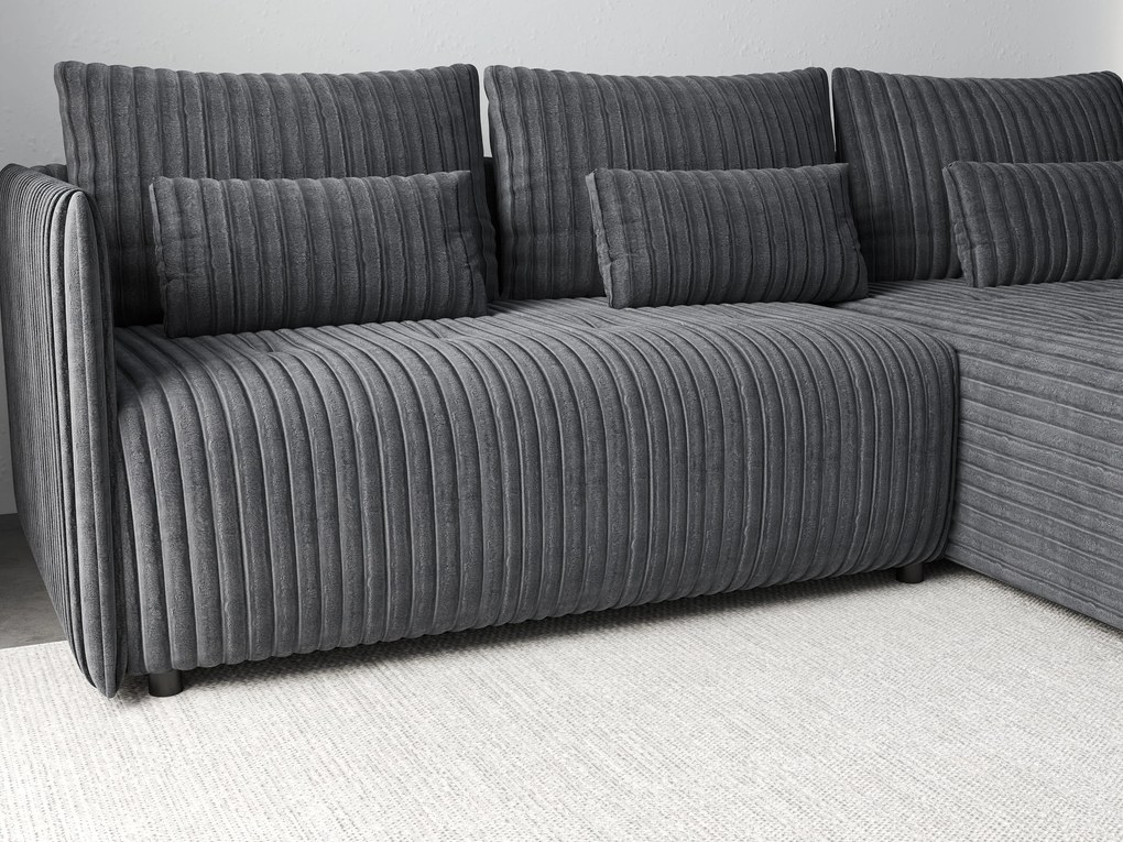 Colțar extensibil dumonde cu ladă de depozitare si sezut confortabil din spuma high-density, Malta Ambience Grey 235x185 cm