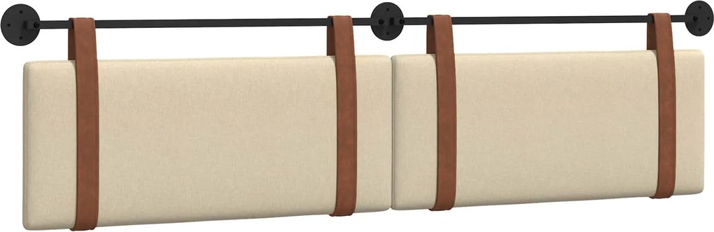 vidaXL Cap de pat suspendat Pe perete Crem 210 x 55 x 5 cm PU antic