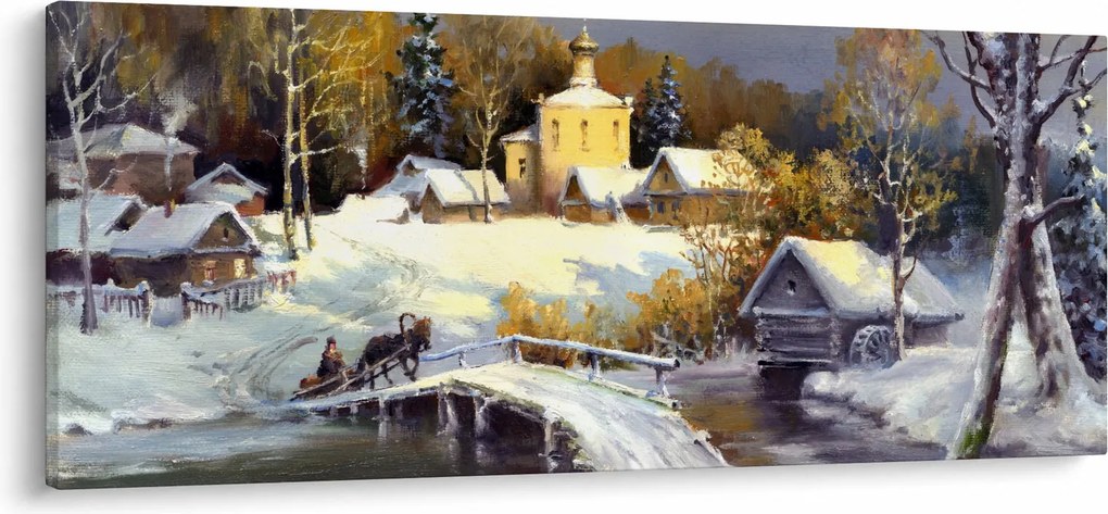Tablou - Orășel iarna (120x50 cm)