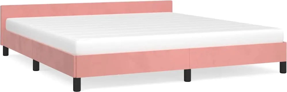 vidaXL Cadru de pat cu tăblie fără saltea, roz, 160x200 cm, catifea