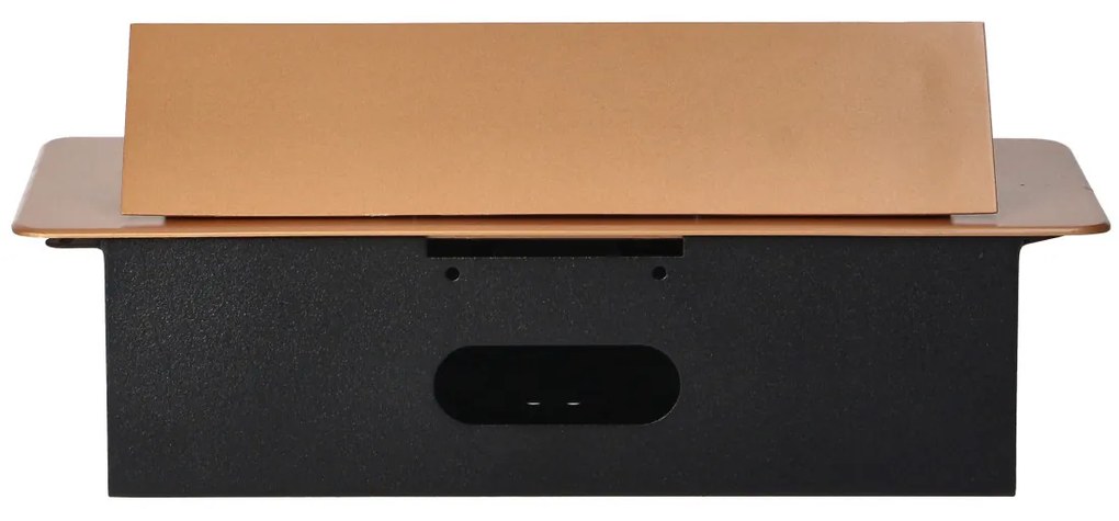 Priza incastrabila dreptunghiulara, 2 prize scuko + 2 USB 5V 2.1A, fara cablu, auriu, Orno