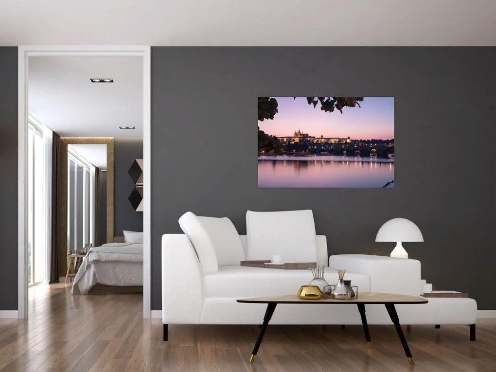 Tablou cu palatul din Praga și Vltava (90x60 cm)