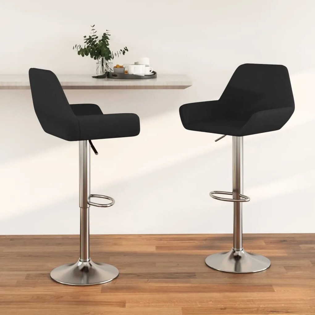 Scaune de bar, 2 buc., negru, material textil