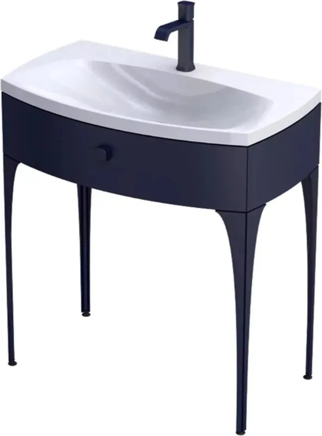 Set dulap baza suspendat Oristo Louis bleumarin 1 sertar cu lavoar alb mat 82 cm
