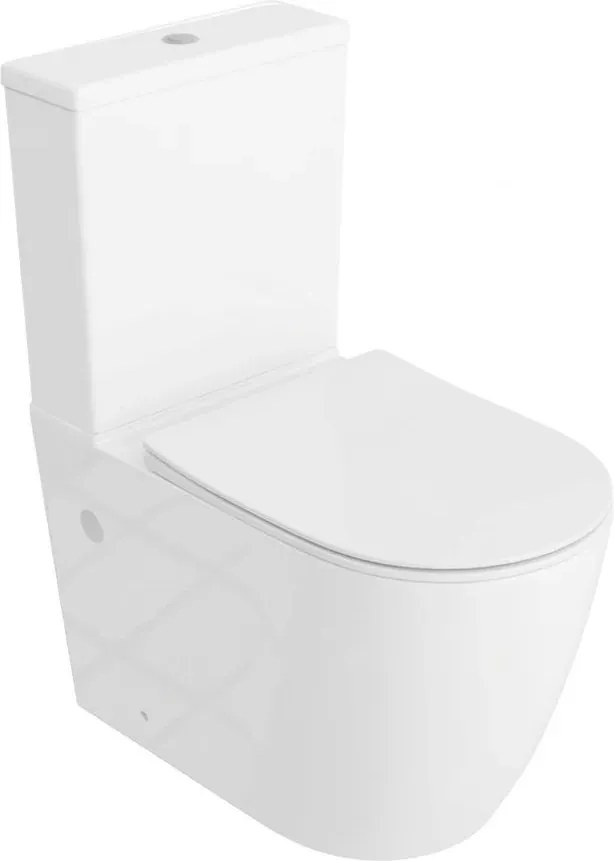 Set vas WC compact pe pardoseala Rune Freydis 2.0 Rimless alb cu rezervor si capac softclose