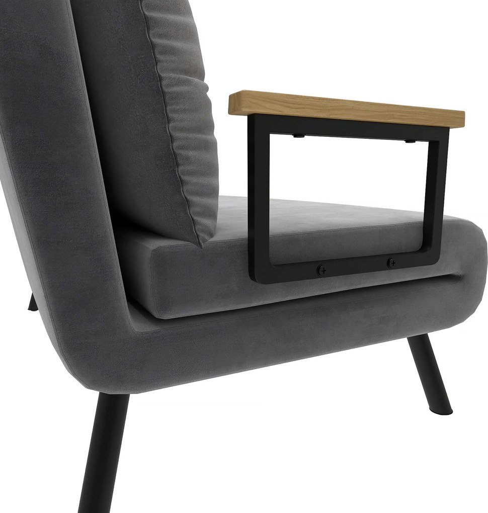 HOMCOM Canapea Pat de 2 Locuri cu Spătar Reglabil pe 5 Nivele și 2 Perne din Material Capitonat, 102x73x81 cm, Gri Închis | Aosom Romania