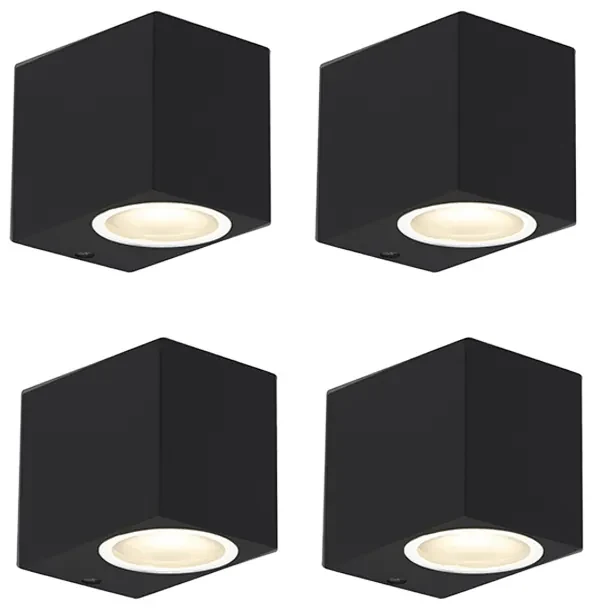 Set de 4 aplice moderne negre IP44 - Baleno
