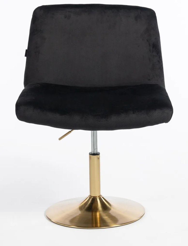 HR150N Scaun Neagră din Catifea cu Bază Aurie