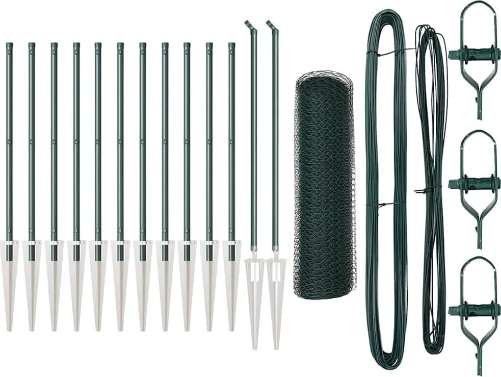 vidaXL Stâlp de gard. Verde 25 x 0,5 m (plasă de 13 mm) Oțel