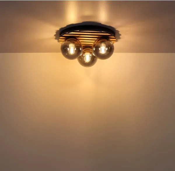 Globo 54343-3 - Plafonieră PARSONS 3xE27/40W/230V Ø 39 cm maro/fumuriu