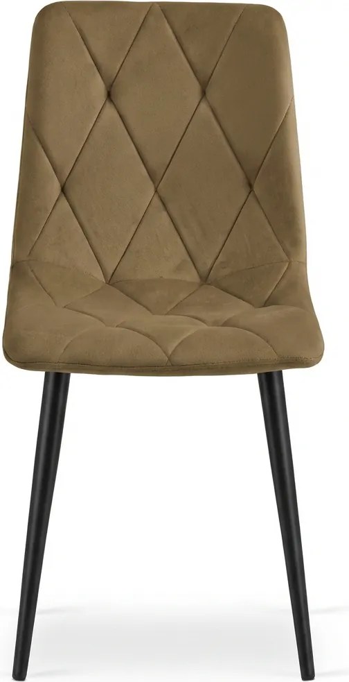 Scaun de catifea maro LIBRA OLIVE BROWN cu picioare negre