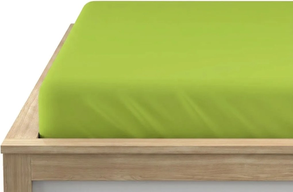 Cearsaf BASIC din jerseu verde deschis 90 x 200 cm