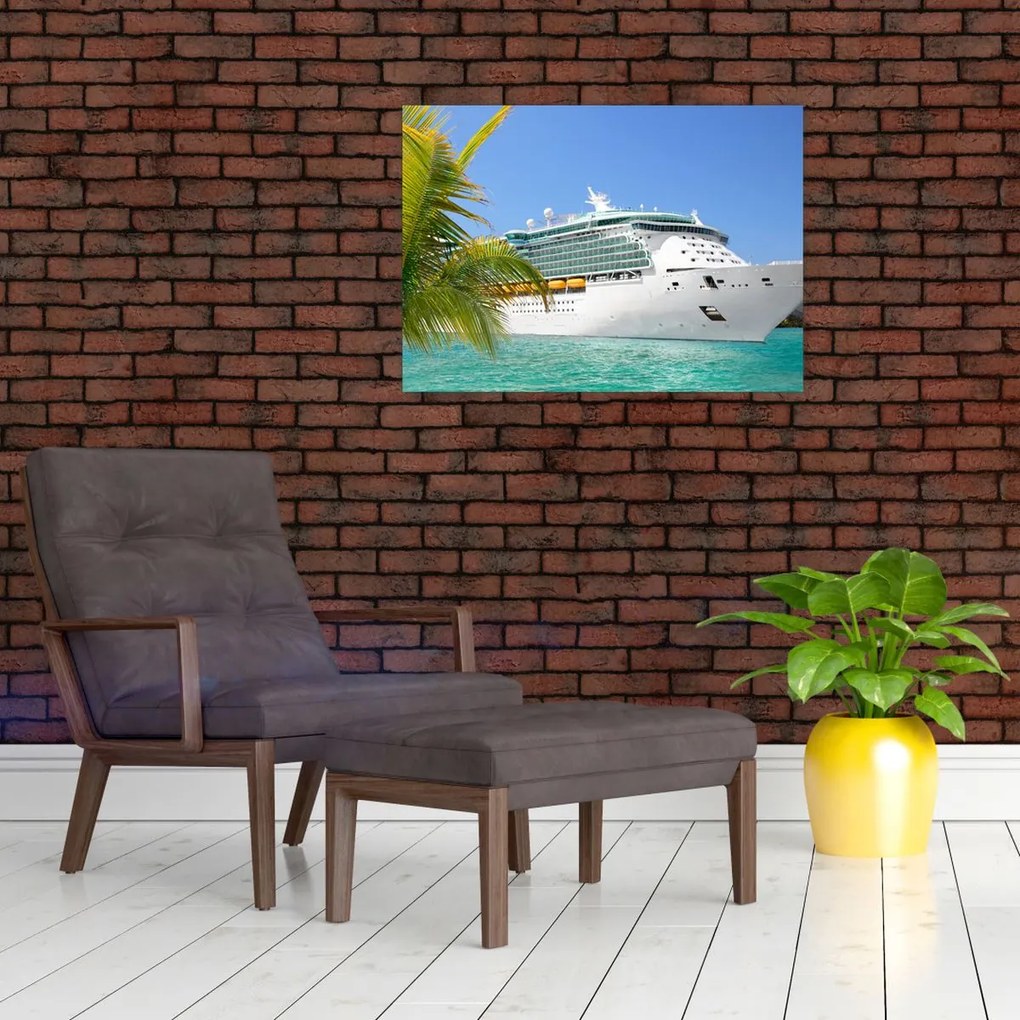 Tablou pe sticlă - Vas de croazieră (70x50 cm)