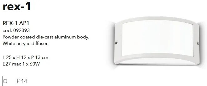 Aplica perete exterior design modern IP44 REX-1 AP1 WHITE 092393