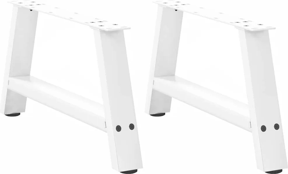 vidaXL Picioare pentru măsuță de cafea în formă de A, 2 buc., alb, 70x(30-31) cm, oțel