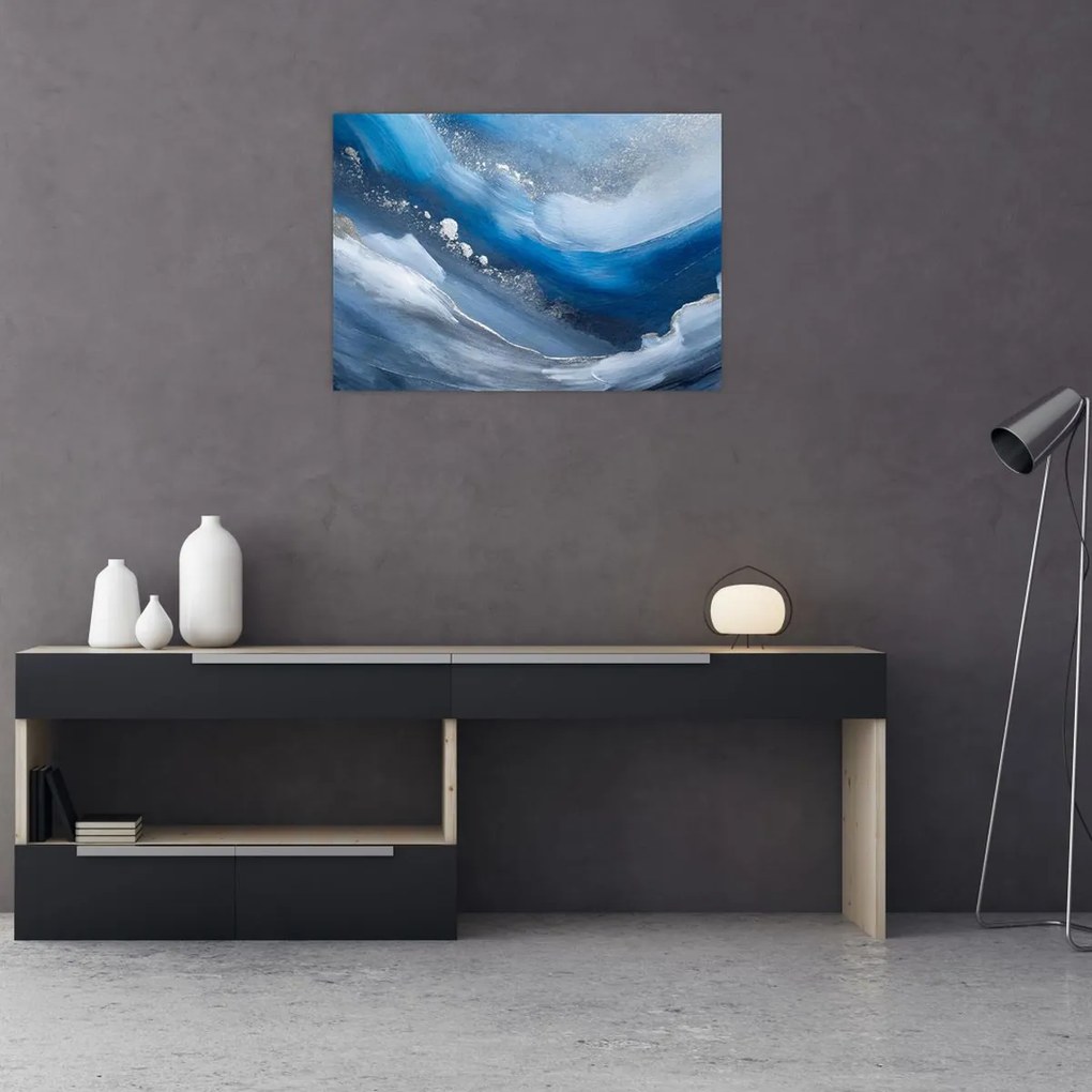 Tablou pe sticlă - Abstractizarea oceanului (70x50 cm)