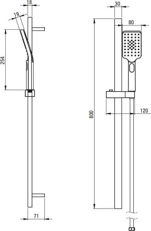 ALPINIA Set de duș, para de dus cu 3 funcții și bară NGA_N52K