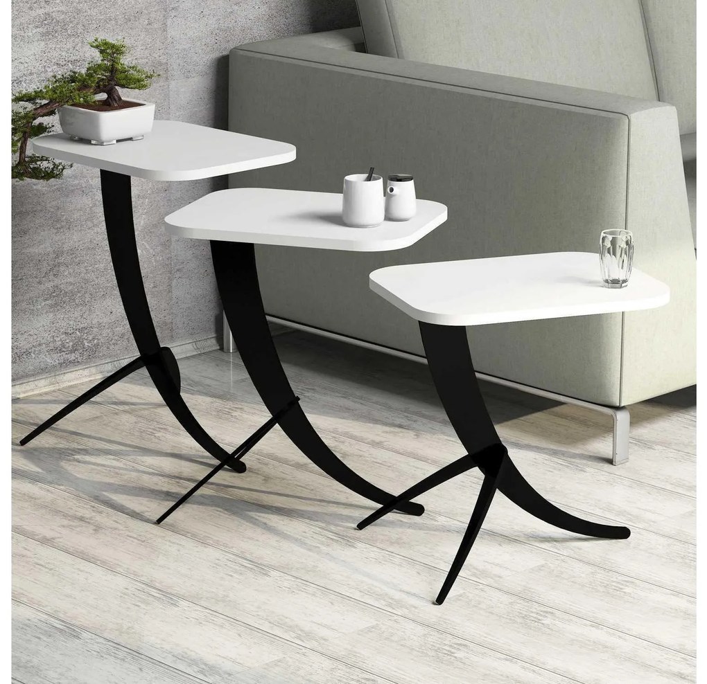 Set 3buc. măsuțe cafea Minuno (alb). 1094355