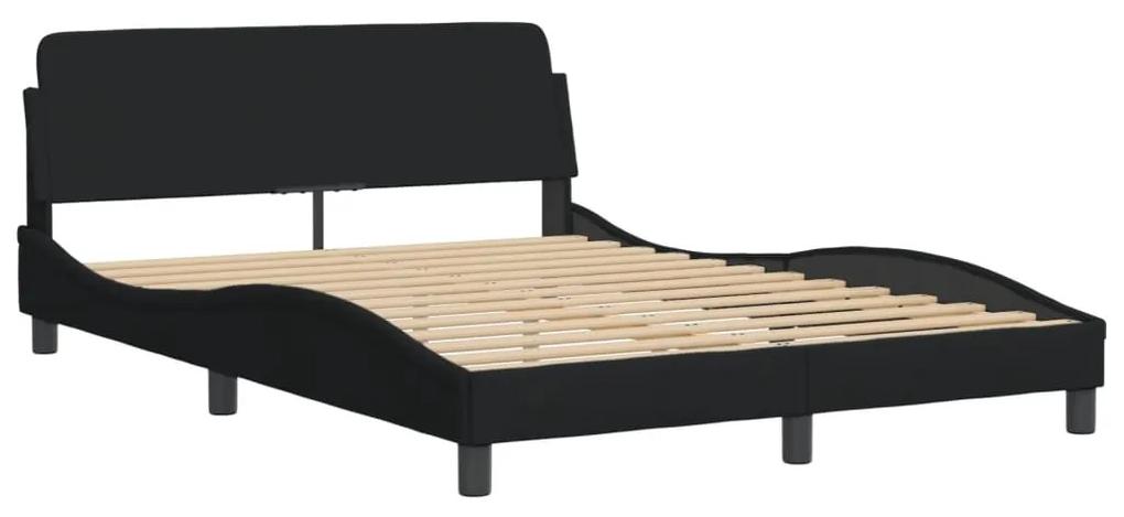 373187 vidaXL Cadru de pat cu tăblie, negru, 140x200 cm, textil