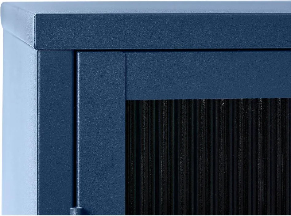 Vitrină din metal Unique Furniture Bronco, înălțime 140 cm, albastru