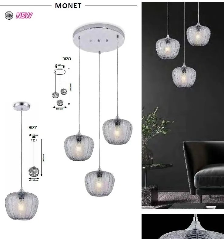 Pendul design modern Monet 23,5cm