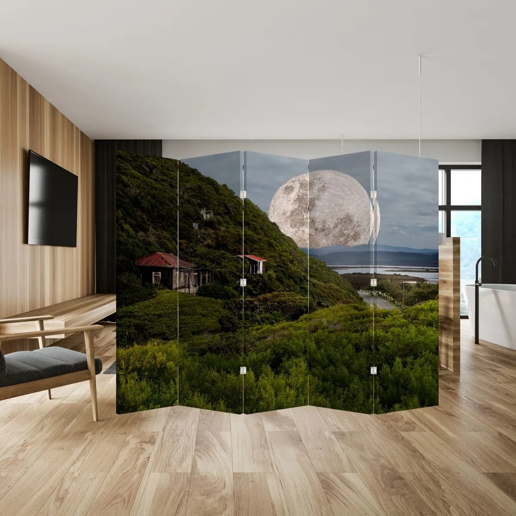 Paravan - Peisaj cu luna (210x170 cm)