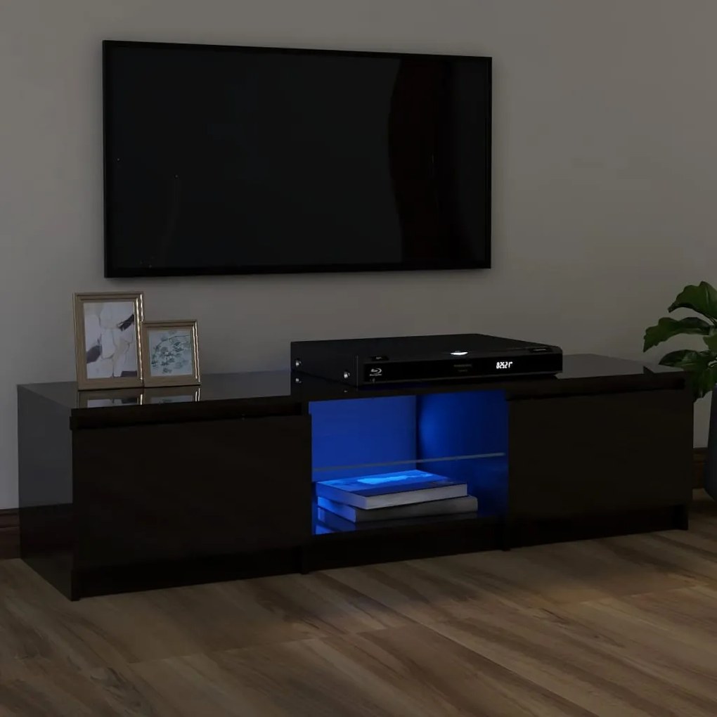 804291 vidaXL Comodă TV cu lumini LED, gri extralucios, 120x30x35,5 cm